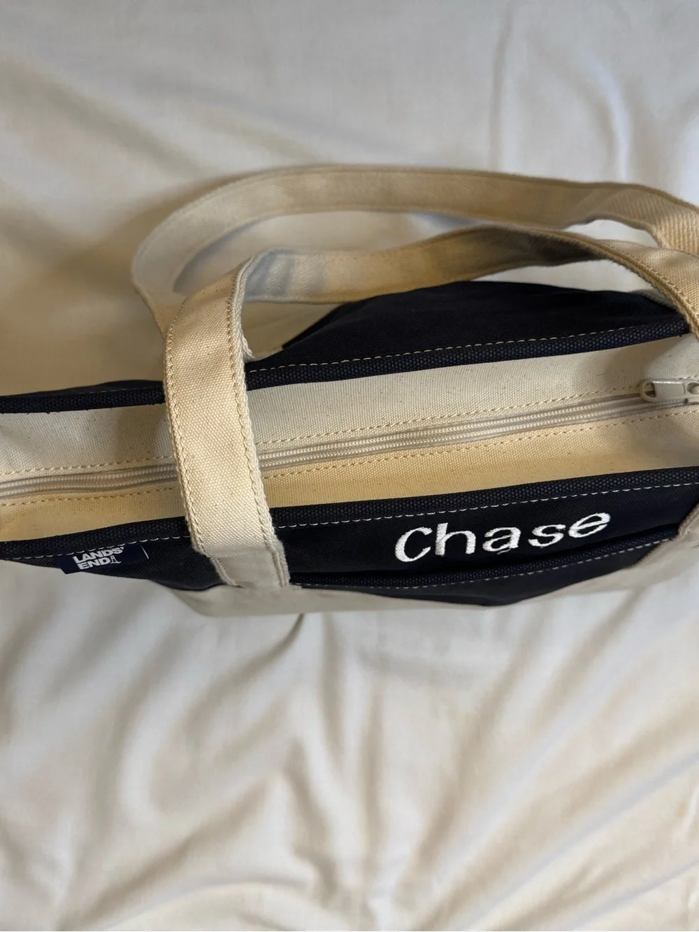 Lands' End Navy Canvas Dog Carrier Tote Bag 16.5